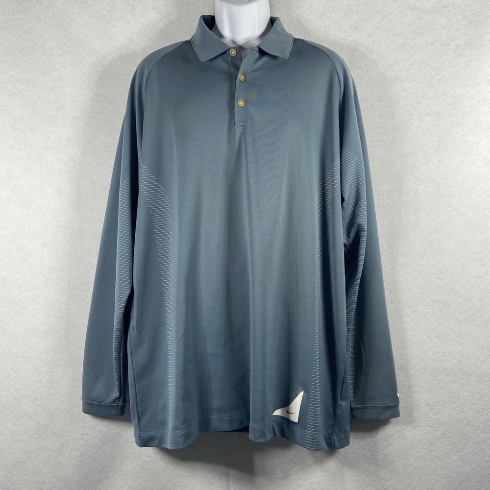 Nike Golf polo Shirt Men's XL Gray Pocket Long Sleeve Stretch EUC